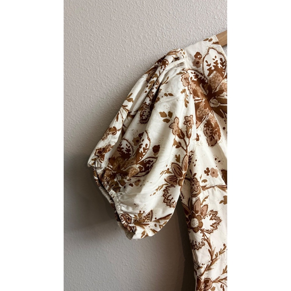 Abercrombie & Fitch Floral Midi Dress XS Emerson Puff Sleeve Poplin Cottagecore - Picture 2 of 8
